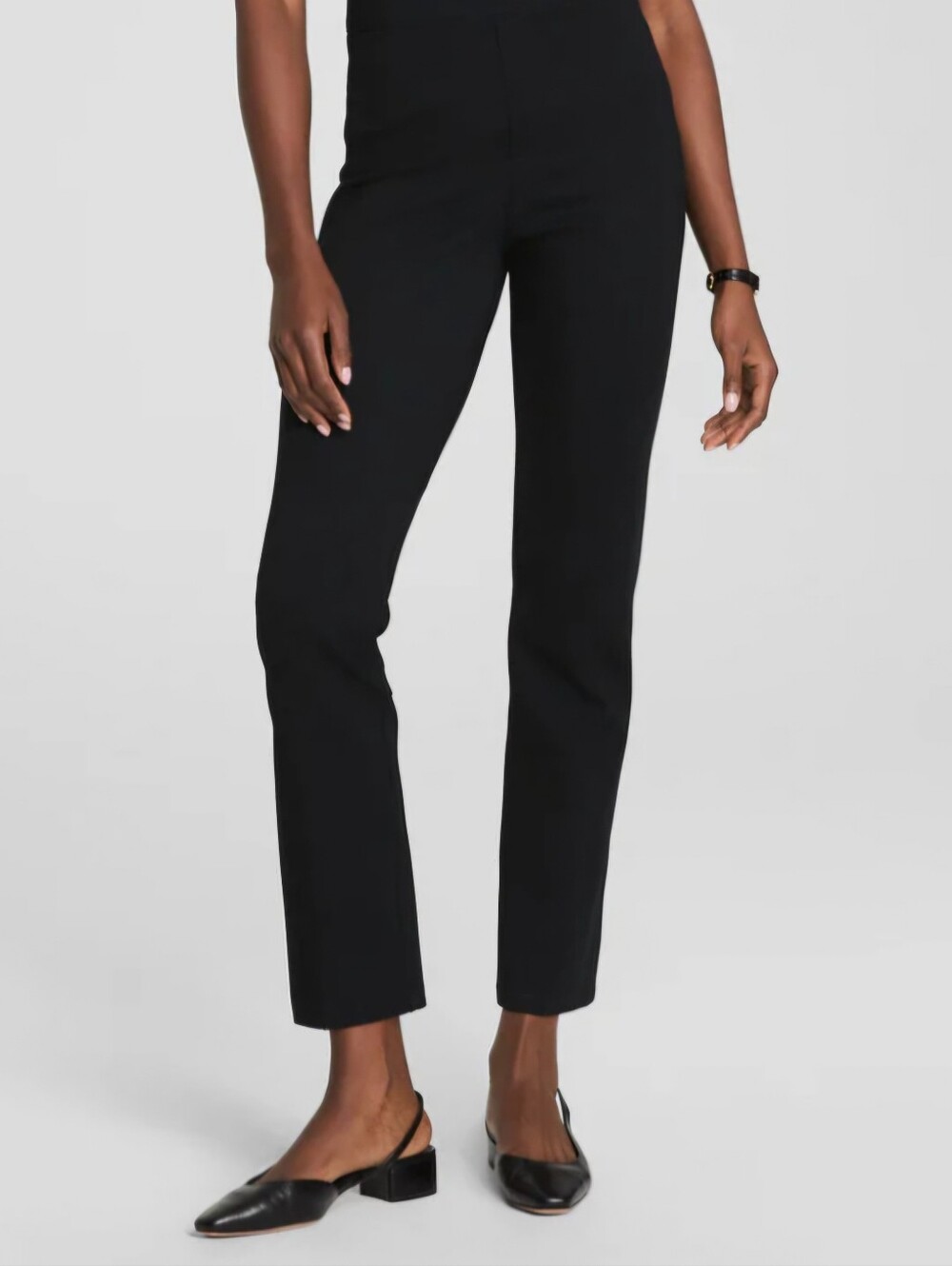 Spanx SZ S Black Ponte Slim Staight Leg Stretch Pant Super Smooth Perfect Fit